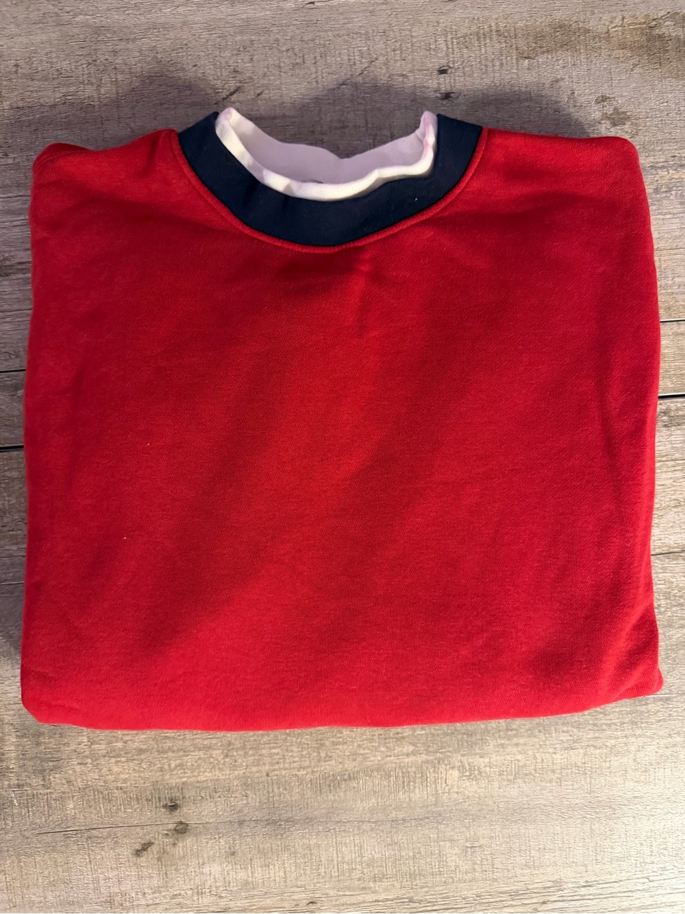 Champion Women's Red Crewneck Sweatshirt with Navy & White Trim